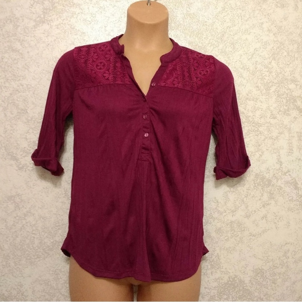 Carolyn Taylor Passion Raspberry Blouse with Lace Detail